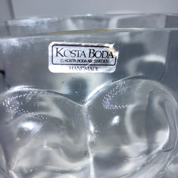 Kosta Boda Clear glass Heart square vase / candy dish Sweden 4" x 4" - Picture 2 of 6